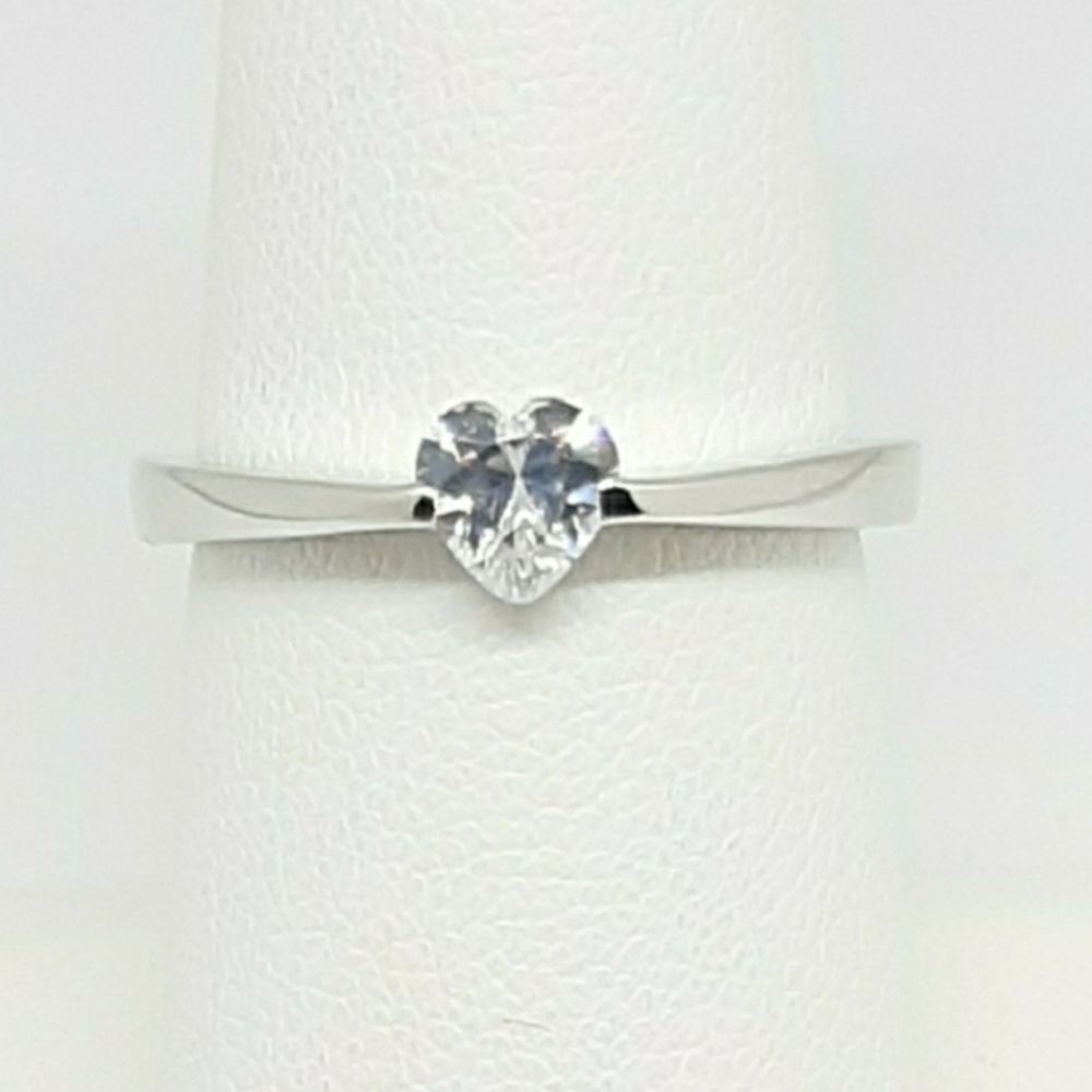 .925 Solid Sterling Silver Heart Ring Clear CZ Dainty Sparkling Love Jewelry